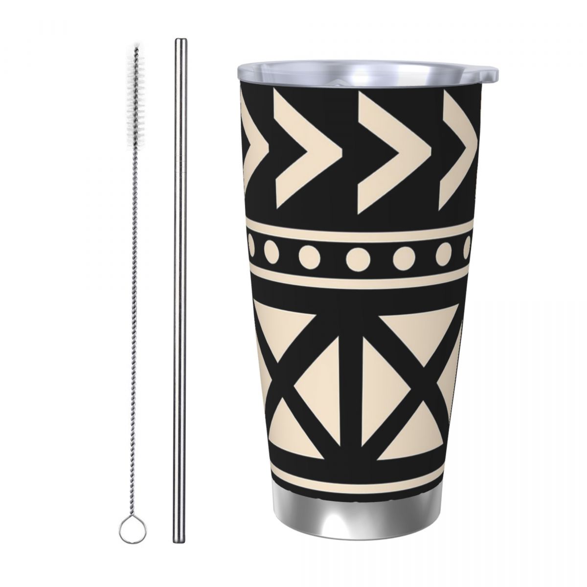 Tumbler 20Oz White - Afrikaanse modderdoek zwart-wit trending roestvrijstalen beker