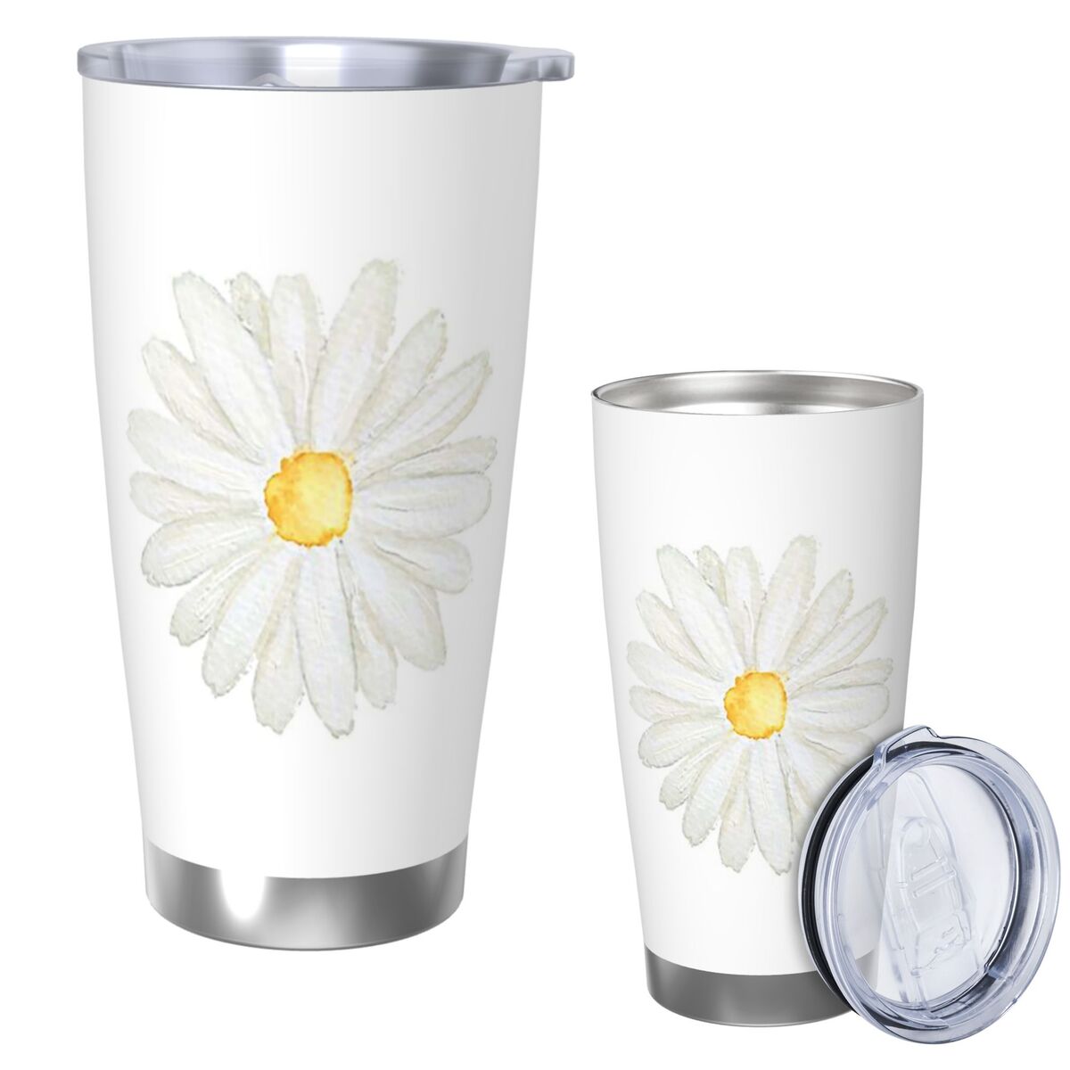 Tumbler 20Oz White - Handgeschilderde een kleine witte madeliefje aquarel