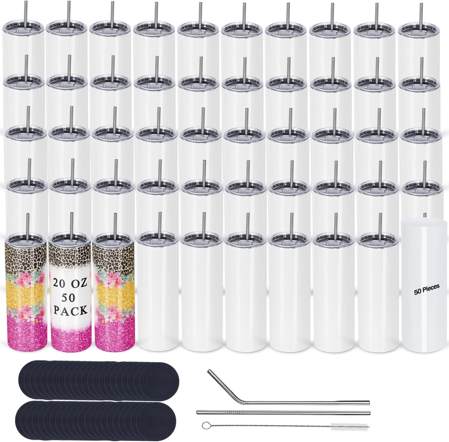 Tumbler 20Oz White - 50-pack sublimatiebekers bulk 20 oz mager