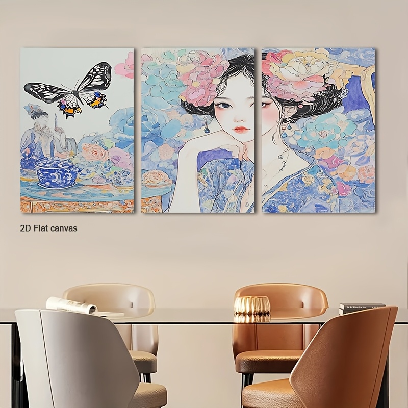 Canvas Wrap Ready - Frameloos canvas 3-delig ingelijst bloemen- en