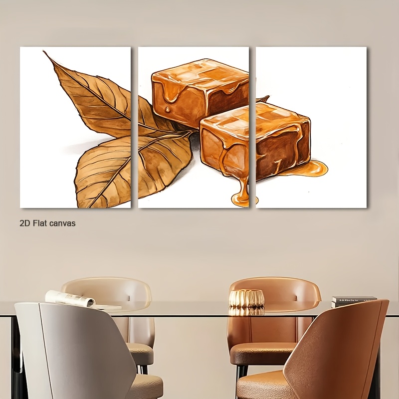 Canvas Wrap Ready - Frameloos canvas 3-delig Modern Caramel &