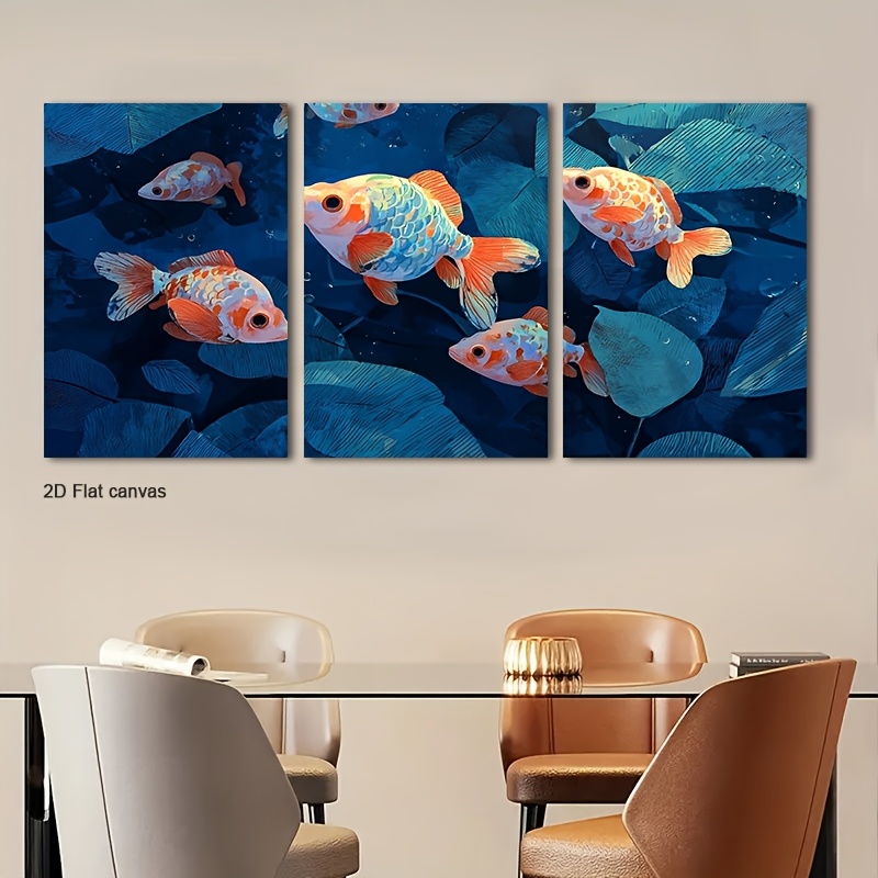 Canvas Wrap Ready - Frameloze canvas 3-delige ingelijste goudvis wandkunst