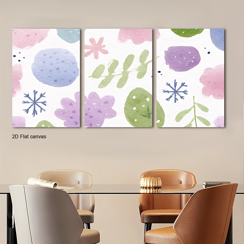 Canvas Wrap Ready - Frameloos canvas 3-delig pastel bloemen- &