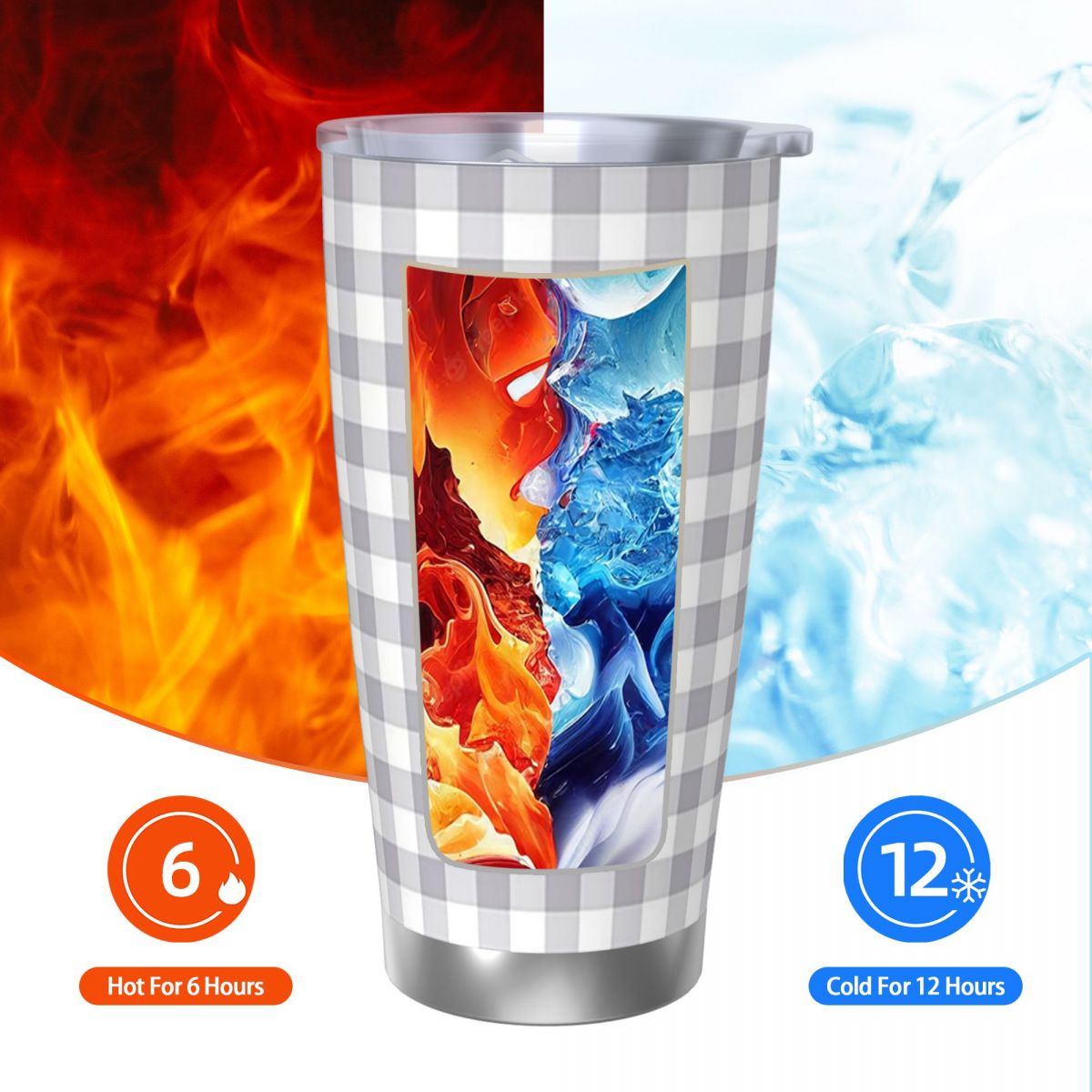 Grijze en witte gingham roestv - Tumbler 20Oz White recensie en prijs