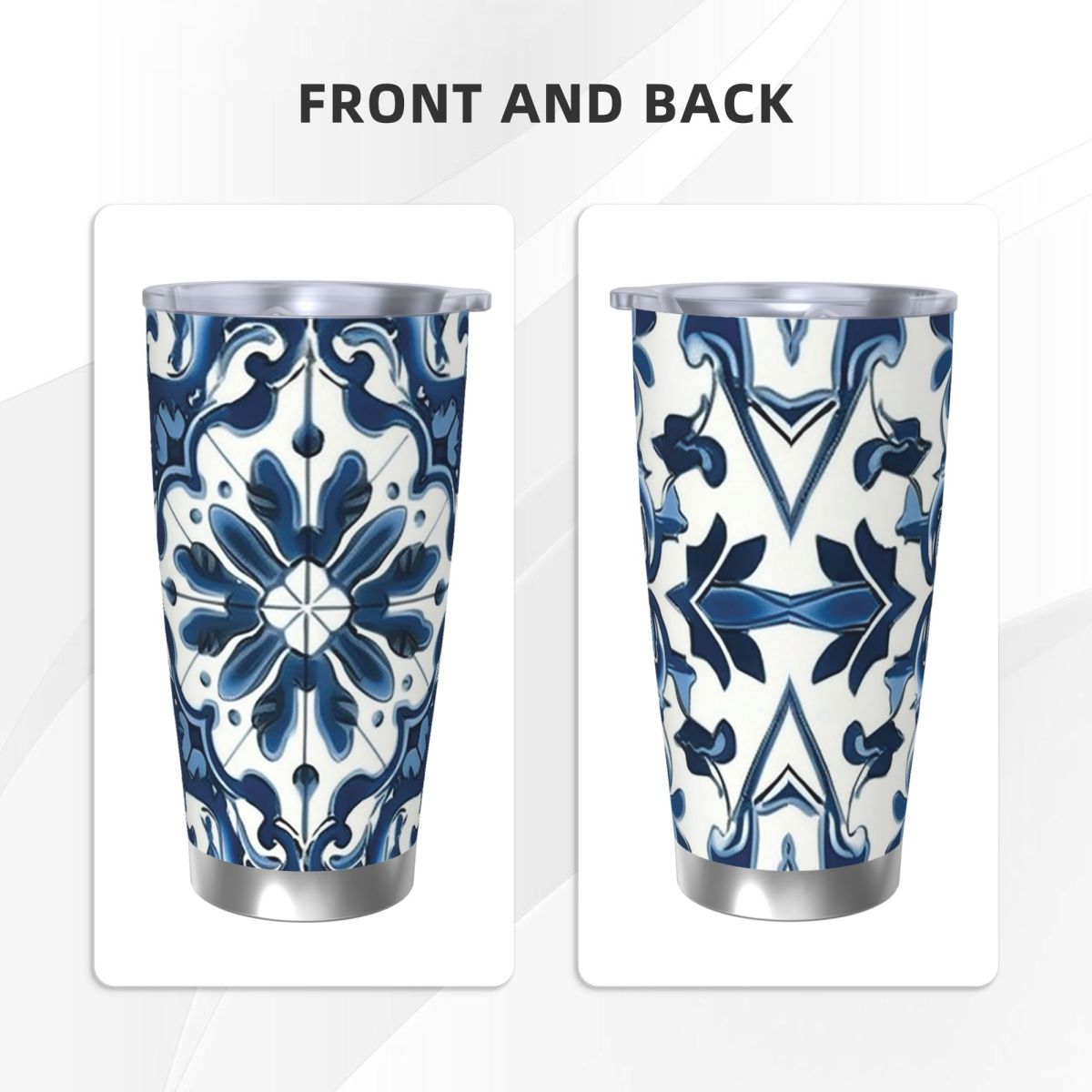 Blauw en wit Majolica patroon  - Tumbler 20Oz White recensie en prijs